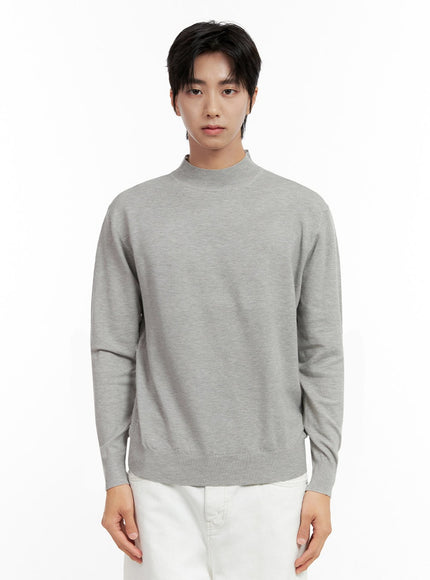 mens-classic-mock-neck-long-sleeve-shirt-in401 / Gray