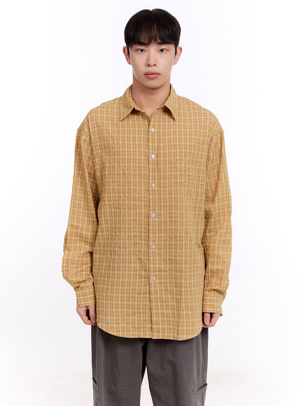 Men's Oversized Checkered Collared Shirt IM512