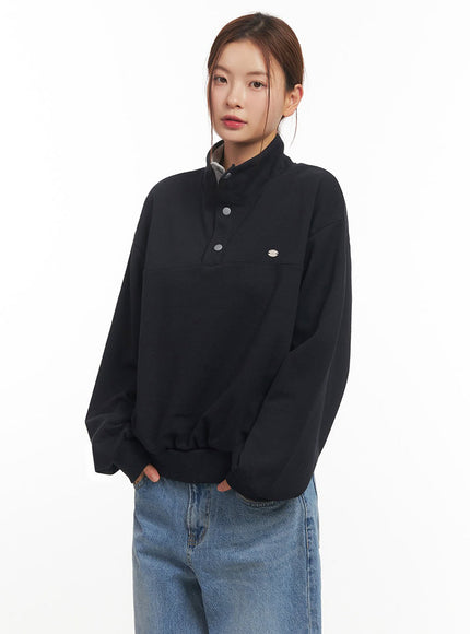 button-crew-neck-sweatshirt-im514 / dark blue