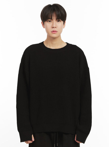 mens-loose-fit-sweater-ij517 / Black