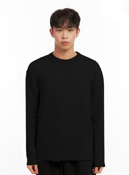 mens-knitted-long-sleeve-sweater-id427 / Black