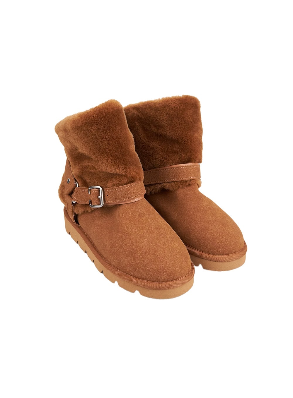 warm-fuzzy-buckle-boots-in427 / Beige