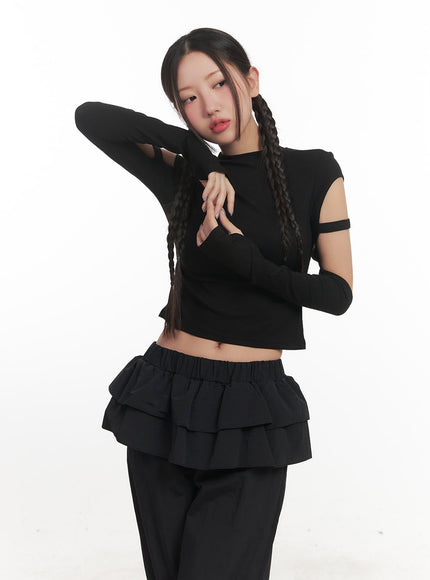 Ribbed Cut Out Crop Top CF524