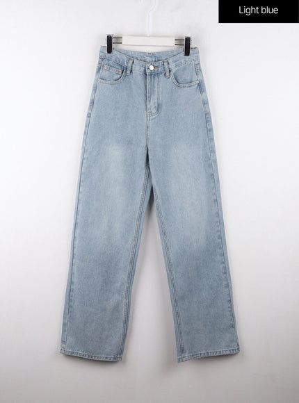 Mid-Waist Light Washed Button Wide Leg Jeans OD320