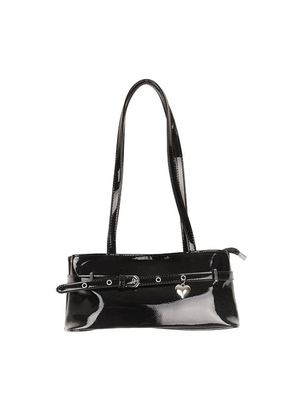 Buckle Heart Faux-Leather Shoulder Bag CM511