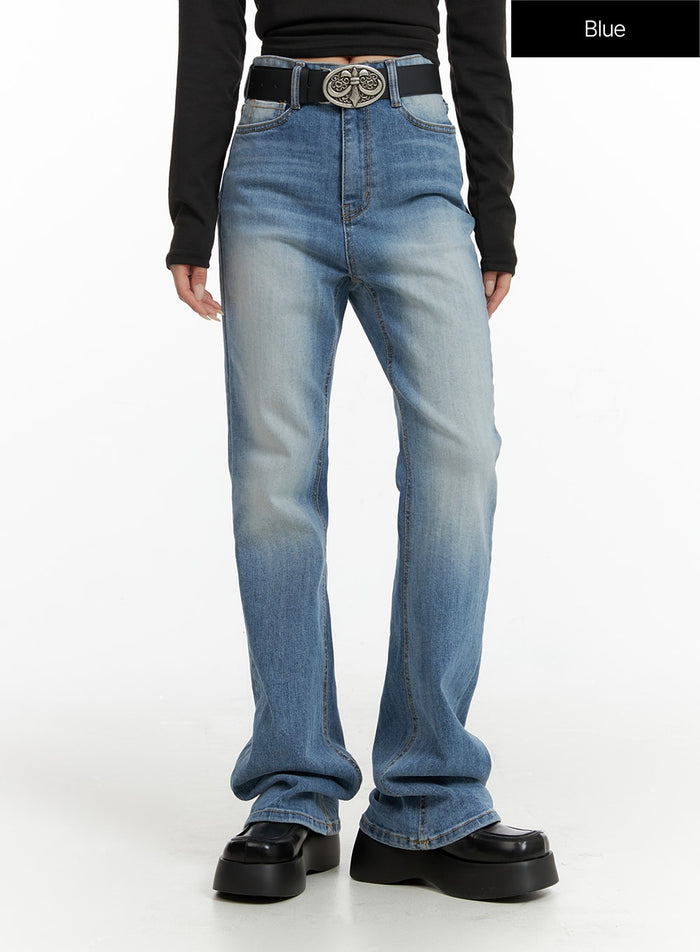 washed-slim-fit-bootcut-jeans-cf415 / Blue