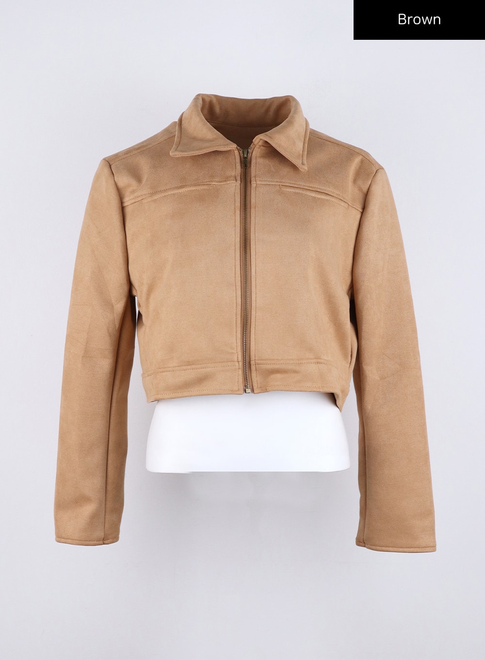 faux-suede-bomber-jacket-co323 / Brown