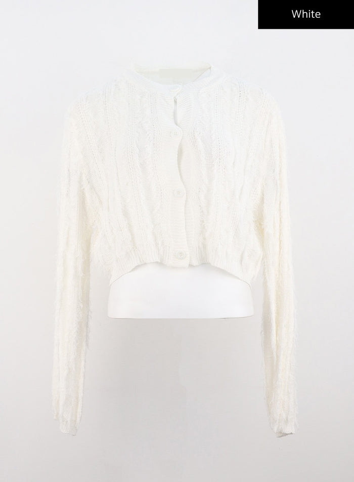 textured-button-up-cardigan-co318 / White