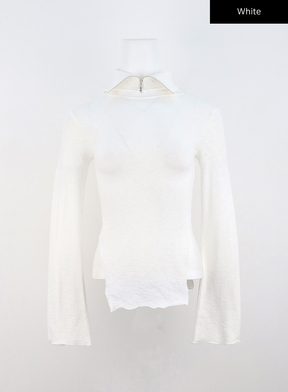 long-sleeve-top-with-high-neck-collar-co319 / White