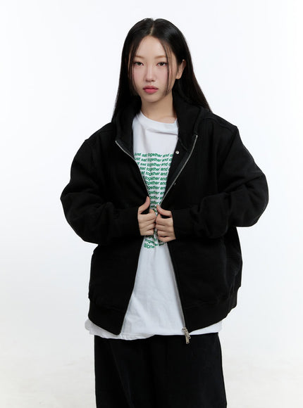 cozy-double-zip-hoodie-cd424 / Black