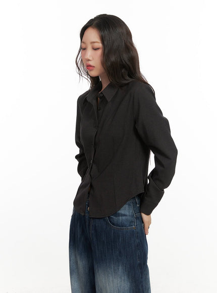 slim-fit-button-up-shirt-cn426 / Black