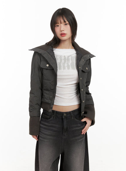 High-Neck Buttoned Jacket CJ501