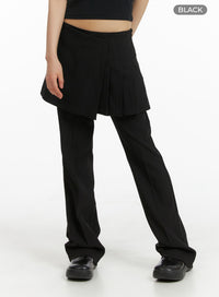 solid-skirt-layered-straight-leg-pants-cm412
