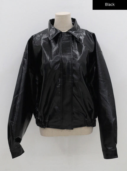 Loose Fit Glossy Bomber Jacket CG10