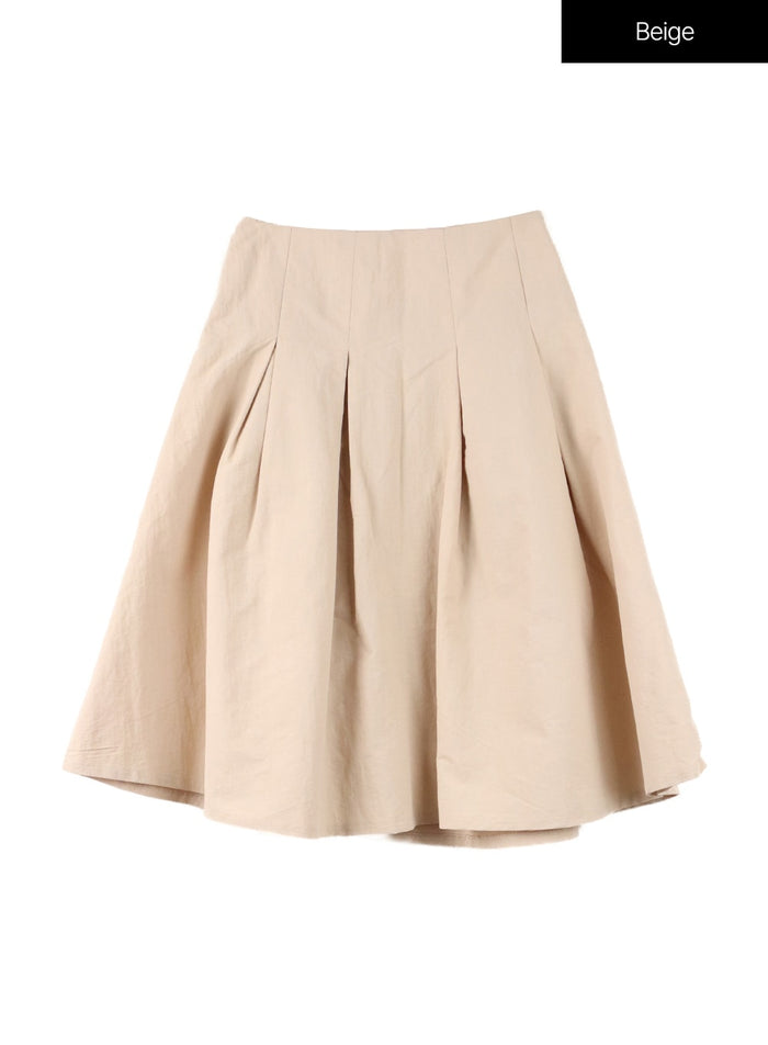 solid-midi-skirt-of420 / Beige