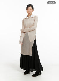 knit-hollow-out-maxi-dress-cm421 / Beige