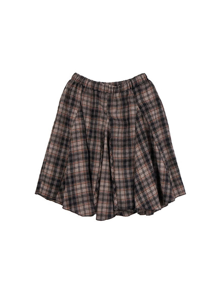 checkered-pleated-midi-skirt-cn426 / Beige