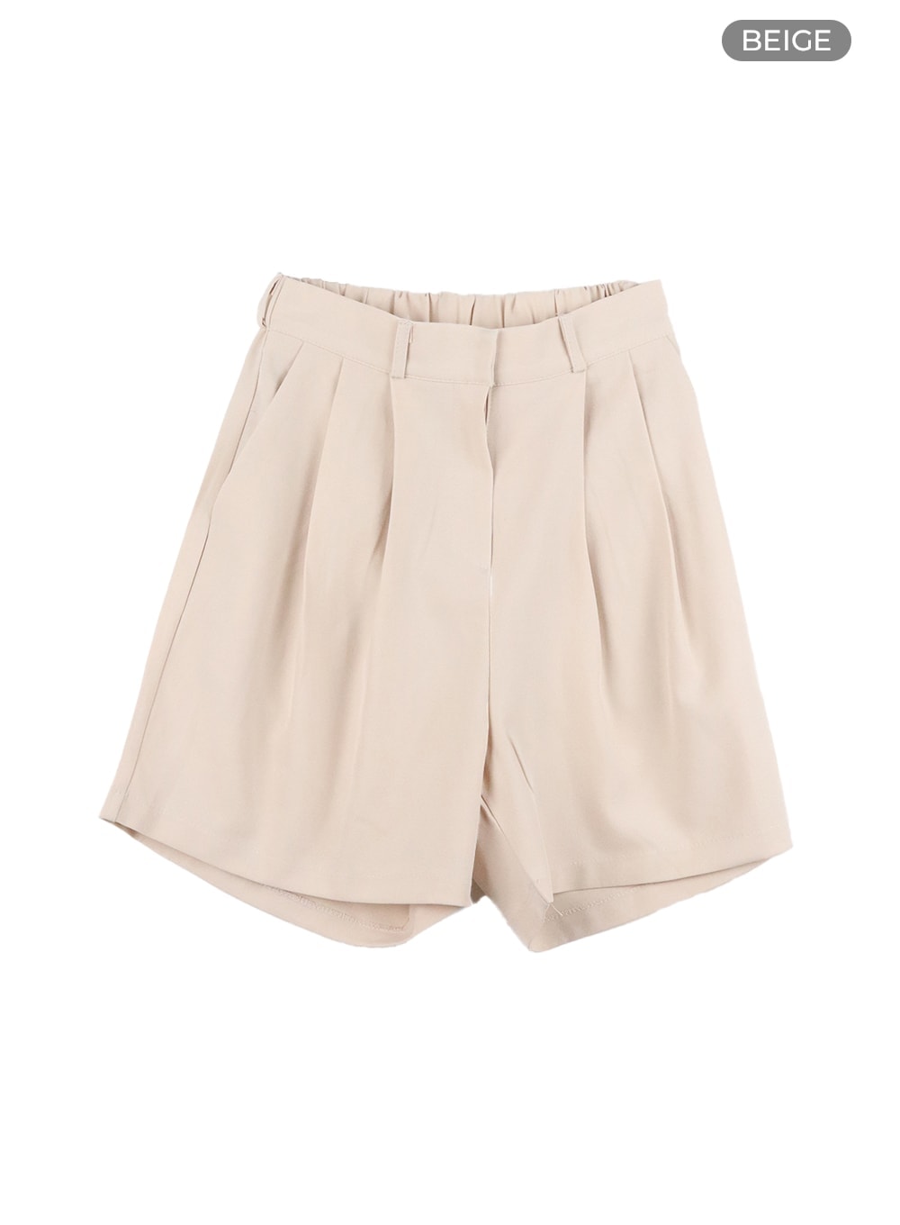 pintuck-tailored-shorts-ca409 / Beige