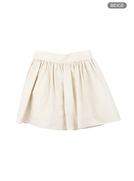 banding-strap-cotton-mini-skirt-om425 / Beige