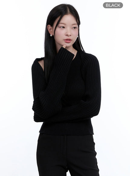 solid-bolero-sleeve-top-oo429 / Black