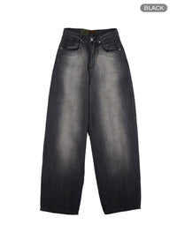 contrasted-washed-baggy-jeans-cu420 / Black