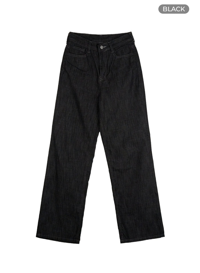denim-straight-fit-jeans-ou418 / Black