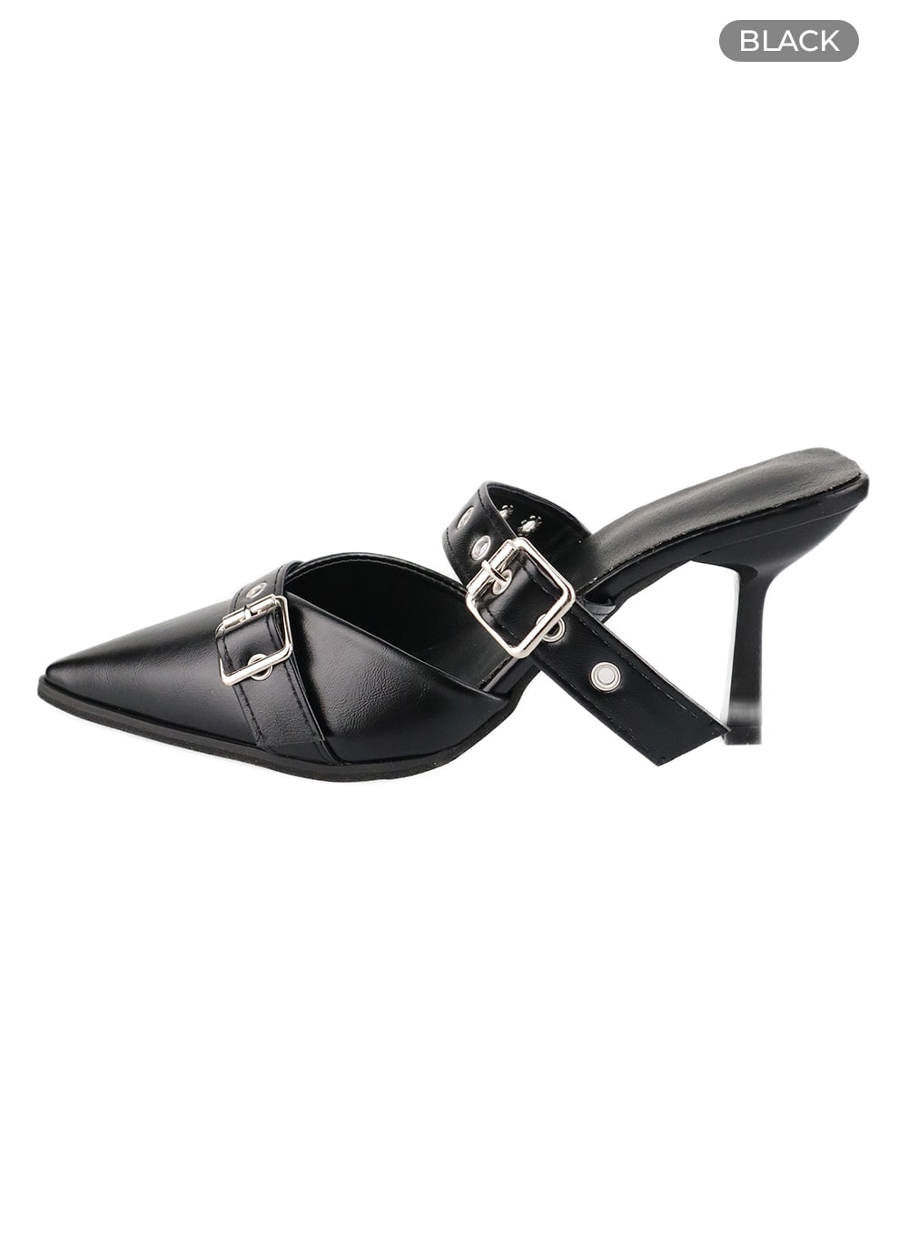 metallic-buckle-stiletto-heels-cm422 / Black