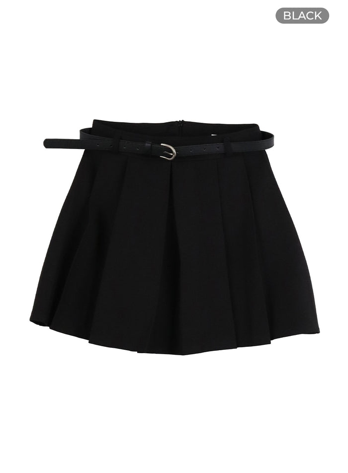 box-pleated-mini-skirt-oa423 / Black