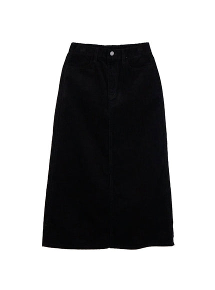 corduroy-dream-maxi-skirt-cn421 / Black