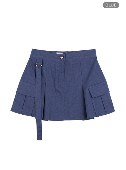 pleated-strap-mini-skirt-co418 / Blue