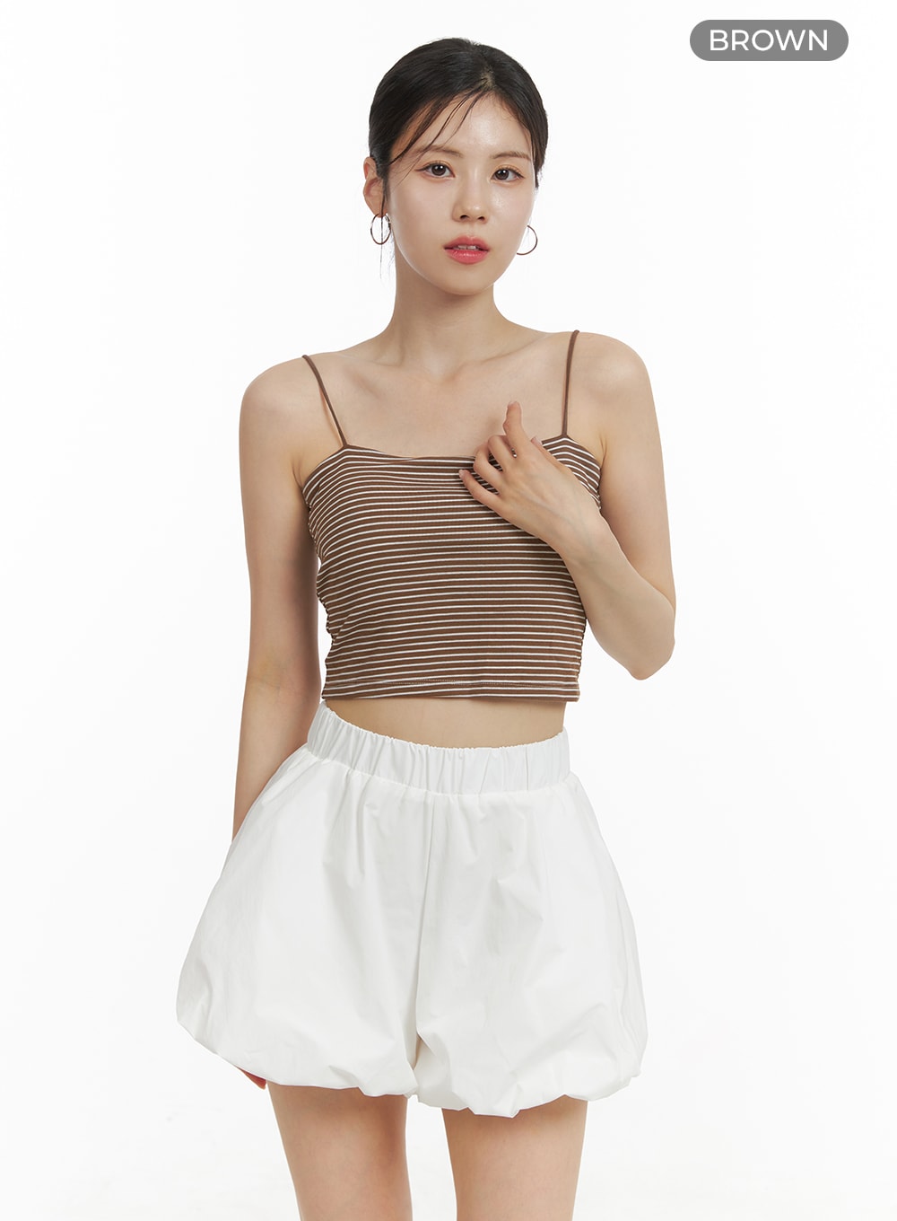 stripe-crop-cami-top-oa423 / Brown