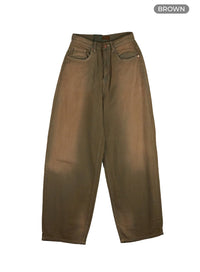 vintage-washed-denim-baggy-pants-cu420 / Brown