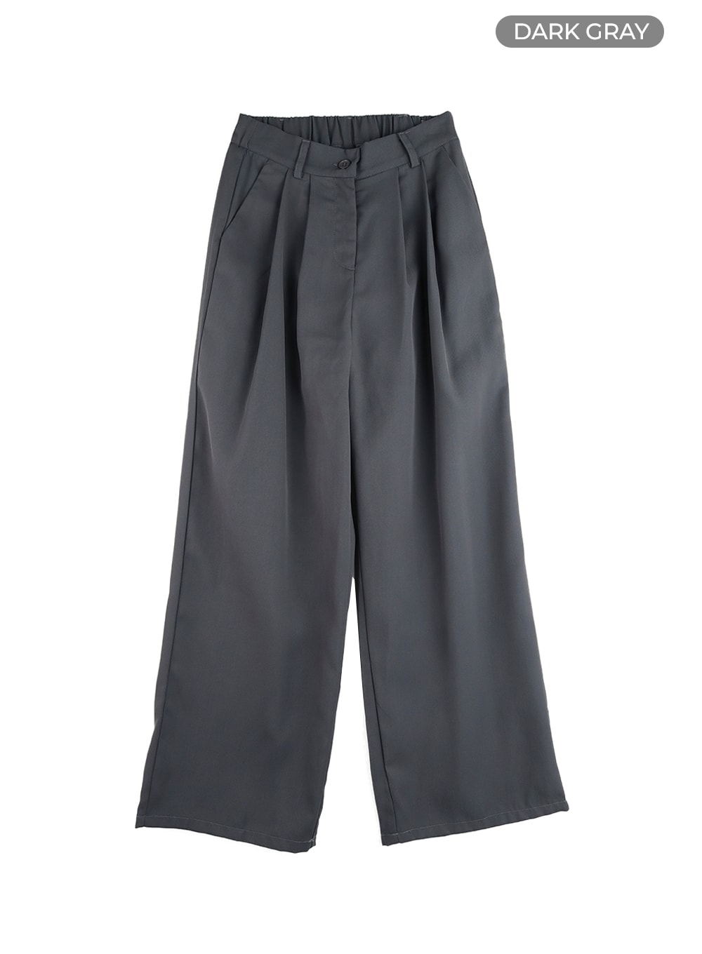 solid-banding-wide-trousers-om412 / Dark gray