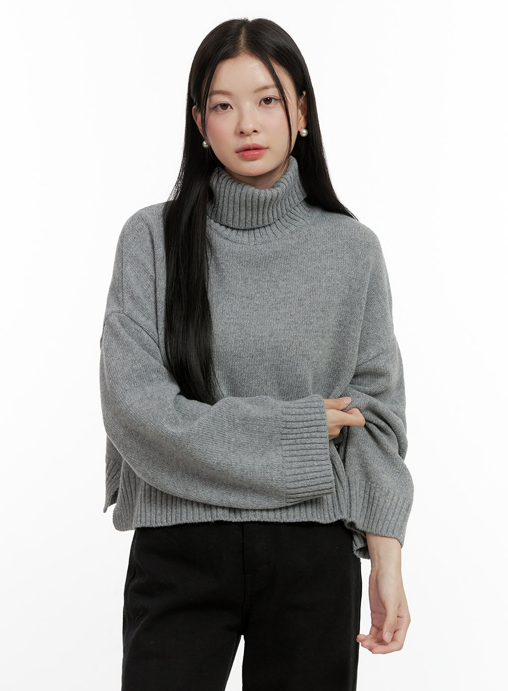 warm-turtleneck-sweater-on408 / Gray