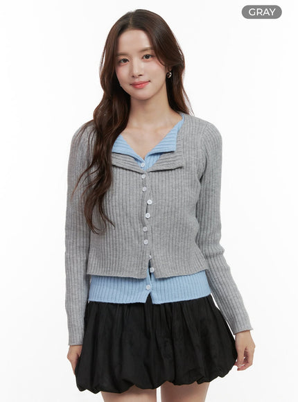 cozy-chic-buttoned-cardigan-oo421 / Gray