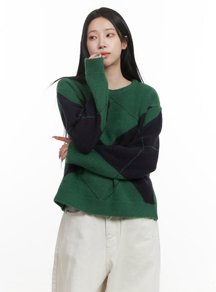 Argyle Cozy Knit Sweater CJ516