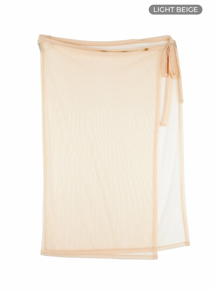 mesh-maxi-wrap-skirt-cu428 / Light beige
