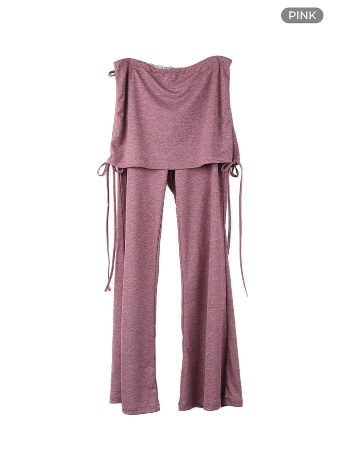 shirred-string-layered-pants-cf422 / Pink