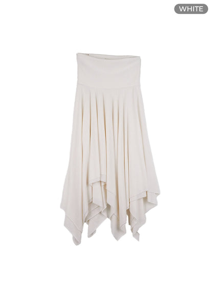 unbalanced-chic-midi-skirt-co414 / White