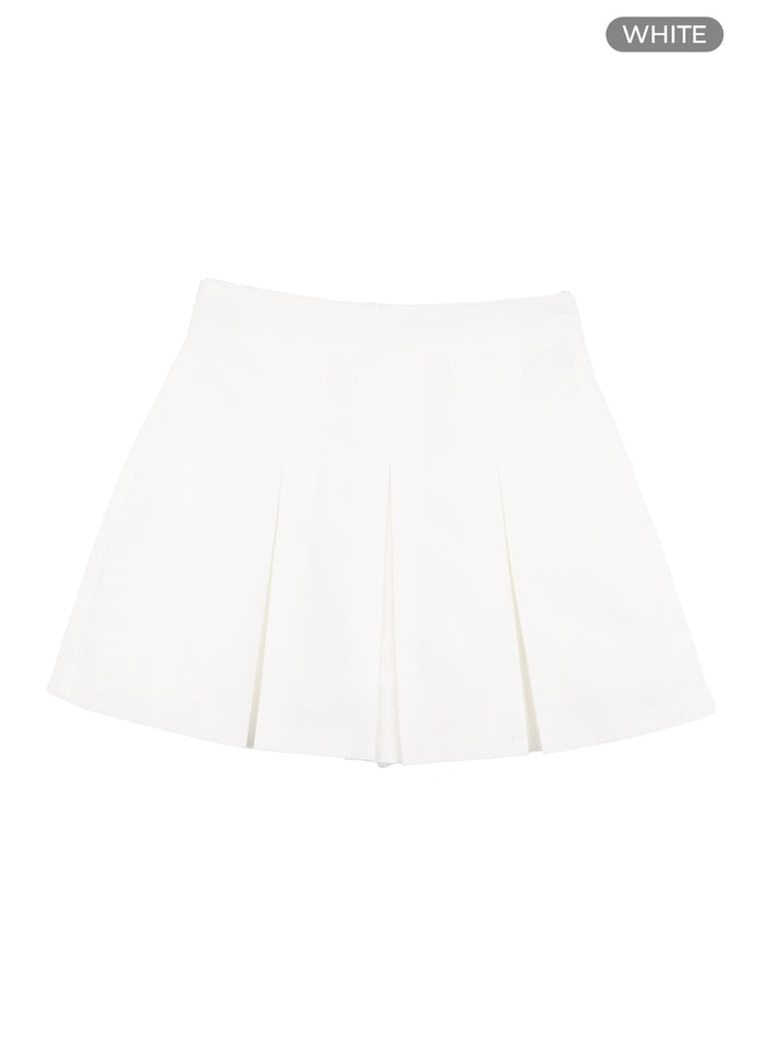 box-pleated-mini-skirt-oa419 / White