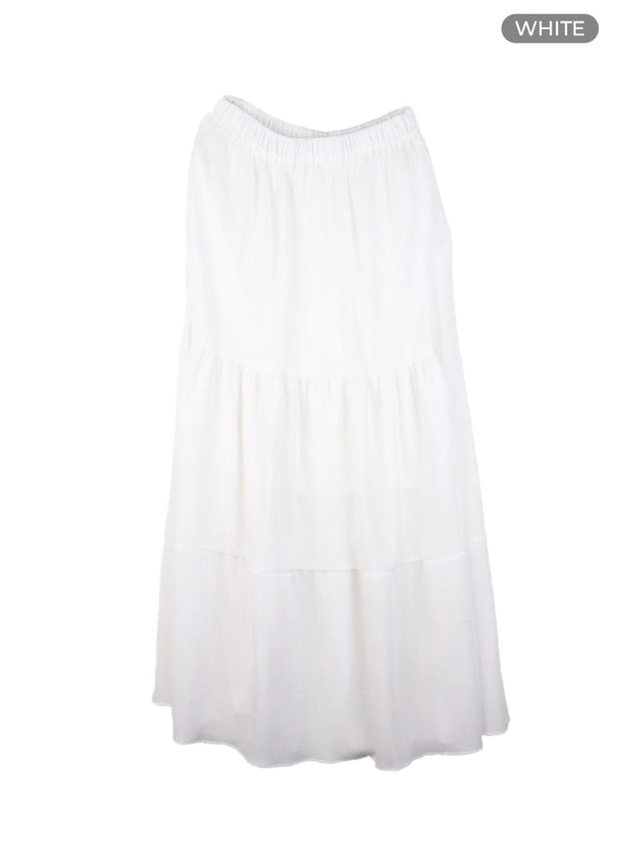 solid-ruffle-maxi-skirt-cm421 / White