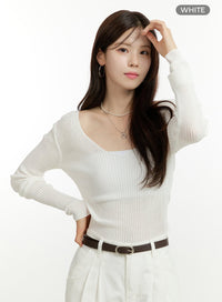 deep-u-neck-summer-sweater-ou428 / White