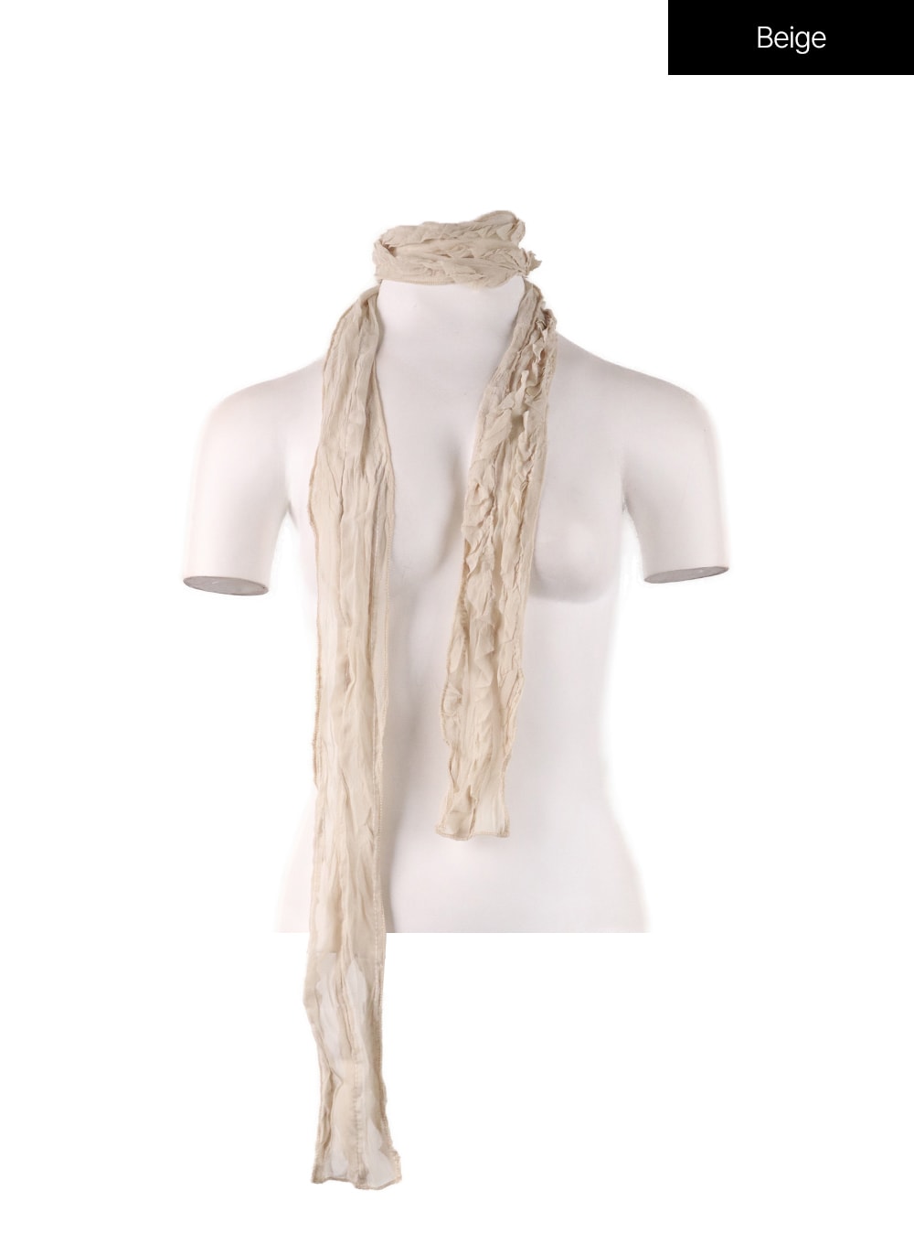 wrinkled-skinny-scarf-cf408 / Beige