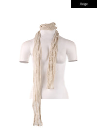 wrinkled-skinny-scarf-cf408 / Beige