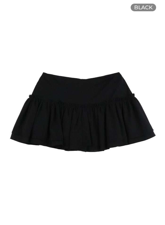frill-flare-mini-skirt-ca422 / Black