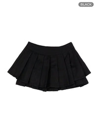 pleated-layered-mini-skirt-cl426 / Black