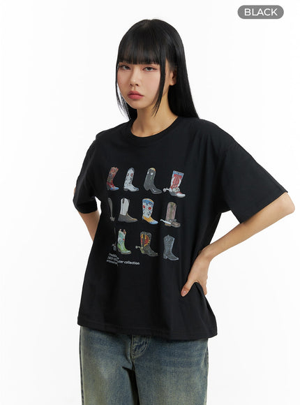 graphic-boots-oversized-t-shirt-cm407 / Black