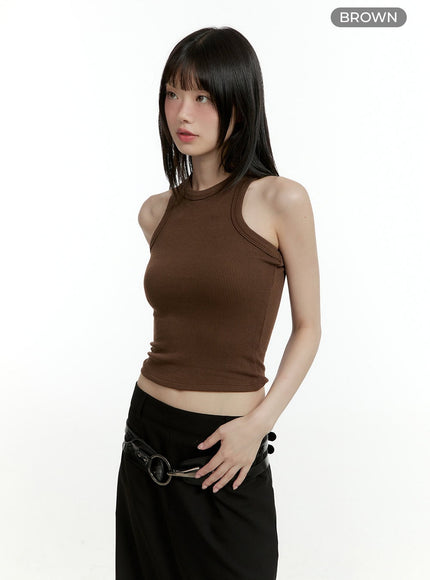 slim-crop-tank-top-cl426 / Brown