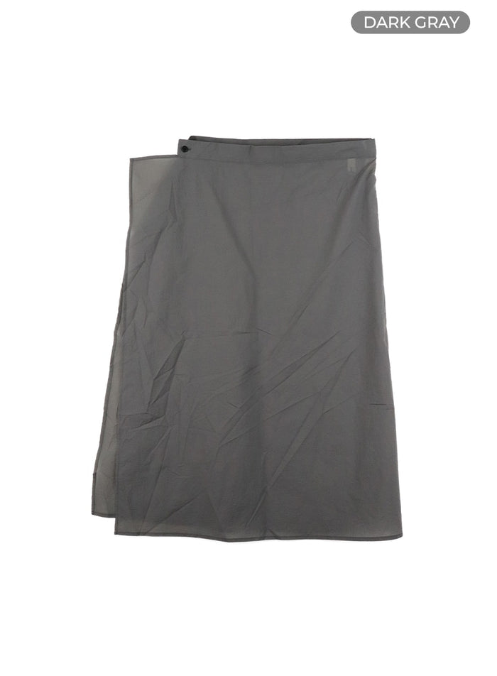 sheer-wrap-midi-skirt-cm429 / Dark gray