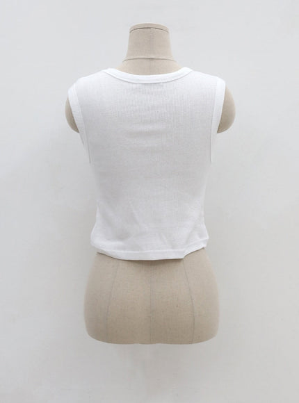 Basic Ribbed Cropped Tank Top CU13